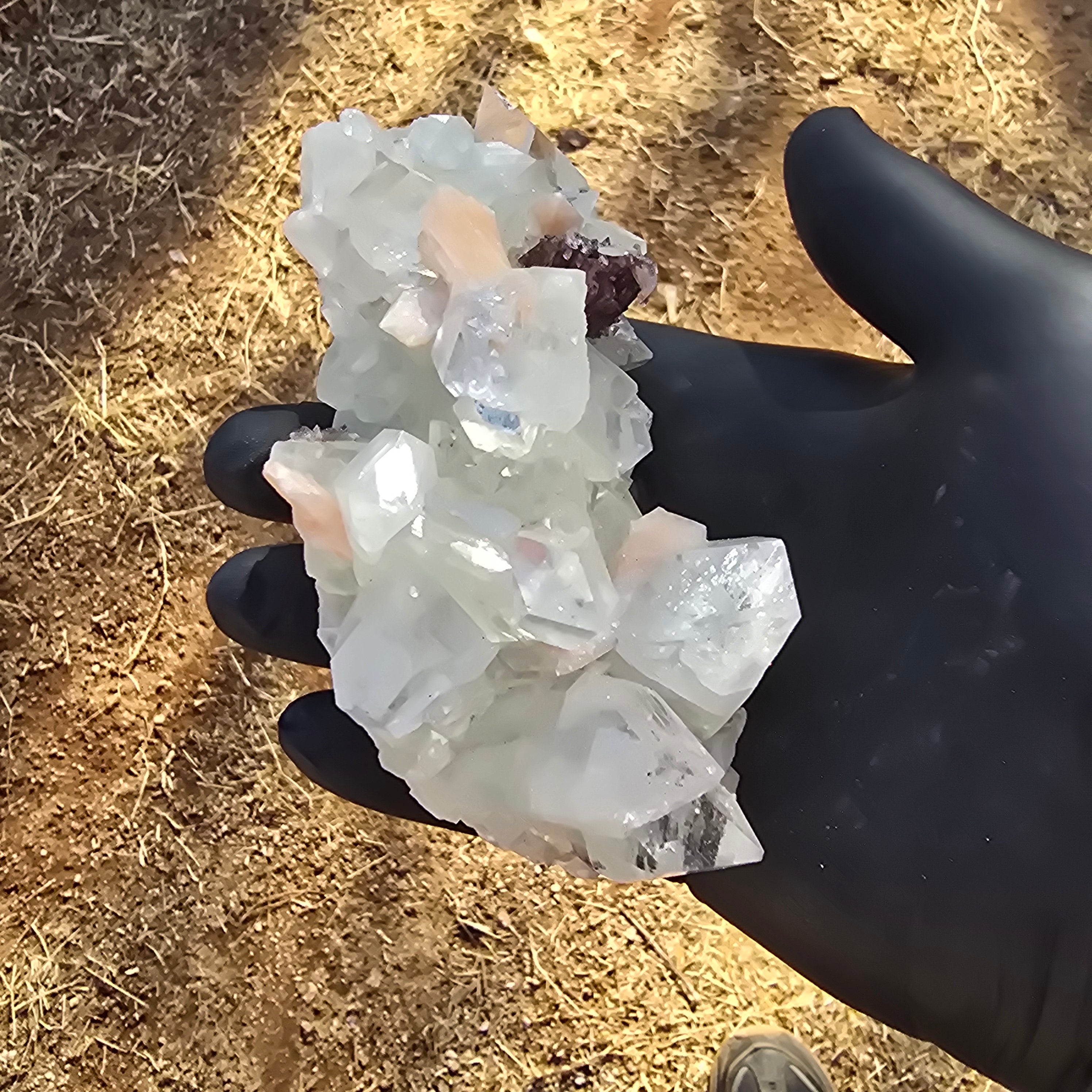 Mineral Specimens | Apophylite Cluster w Stilbite and A Heulandite crusted Heulandite