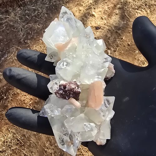 Mineral Specimens | Apophylite Cluster w Stilbite and A Heulandite crusted Heulandite
