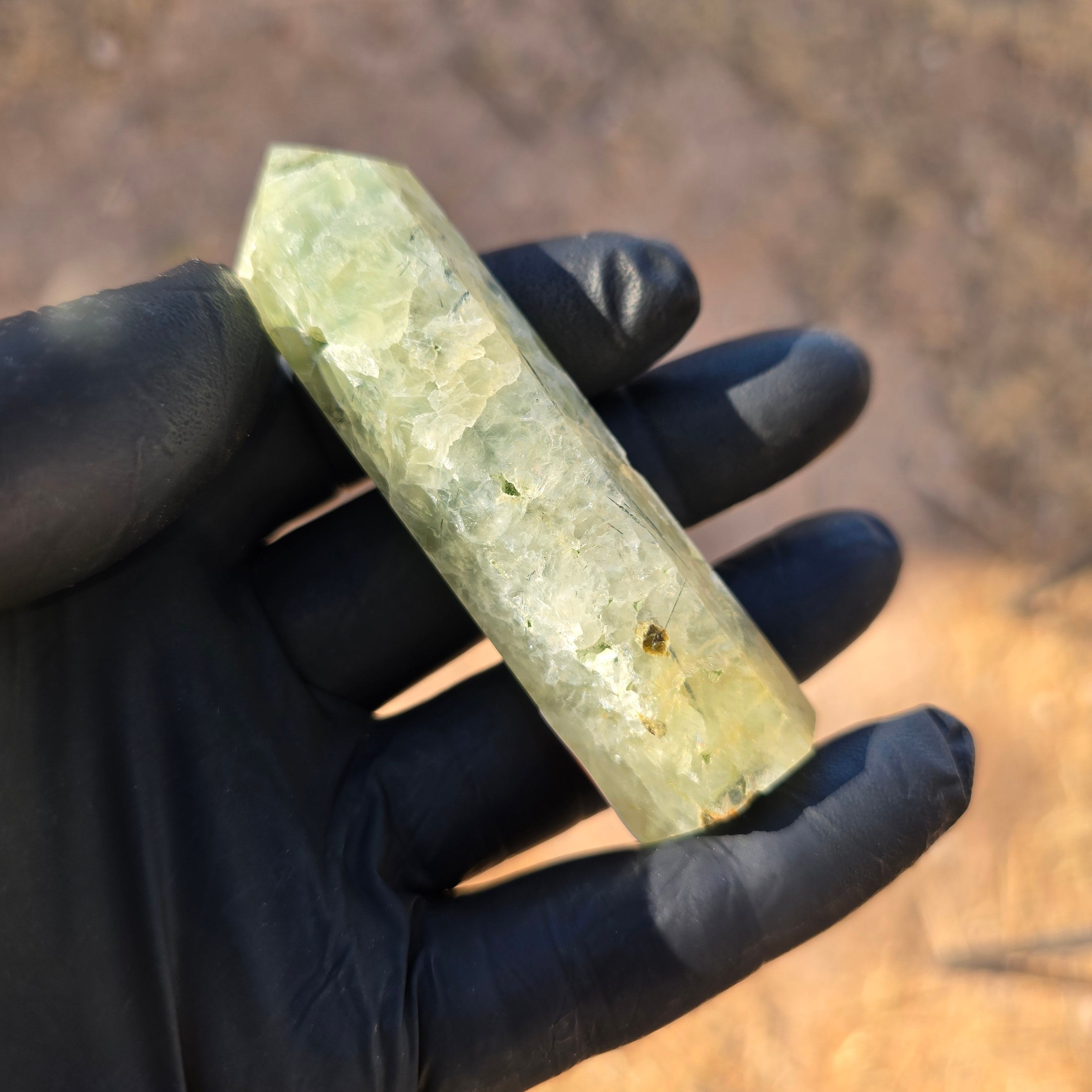 Towers | Prehnite w Tourmaline