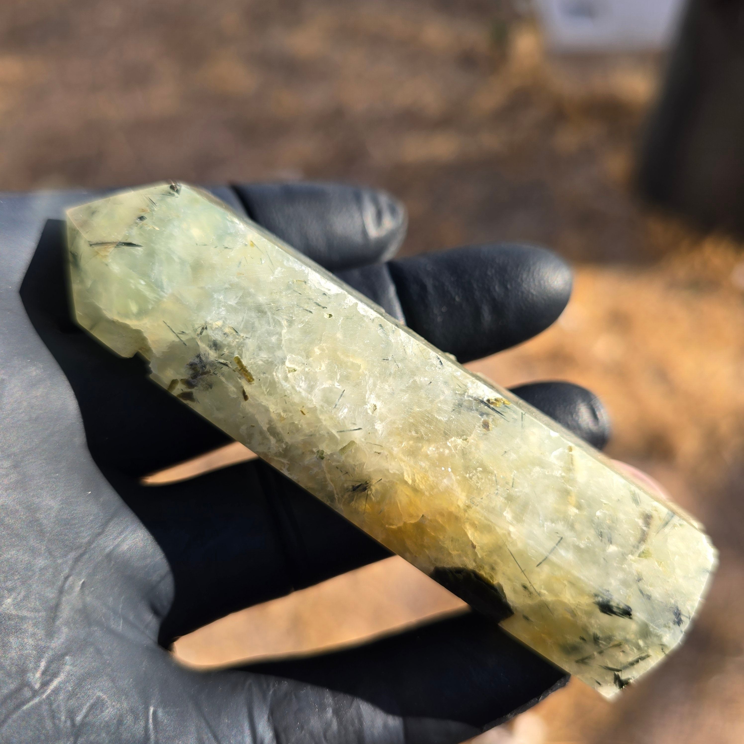 Towers | Prehnite w Tourmaline