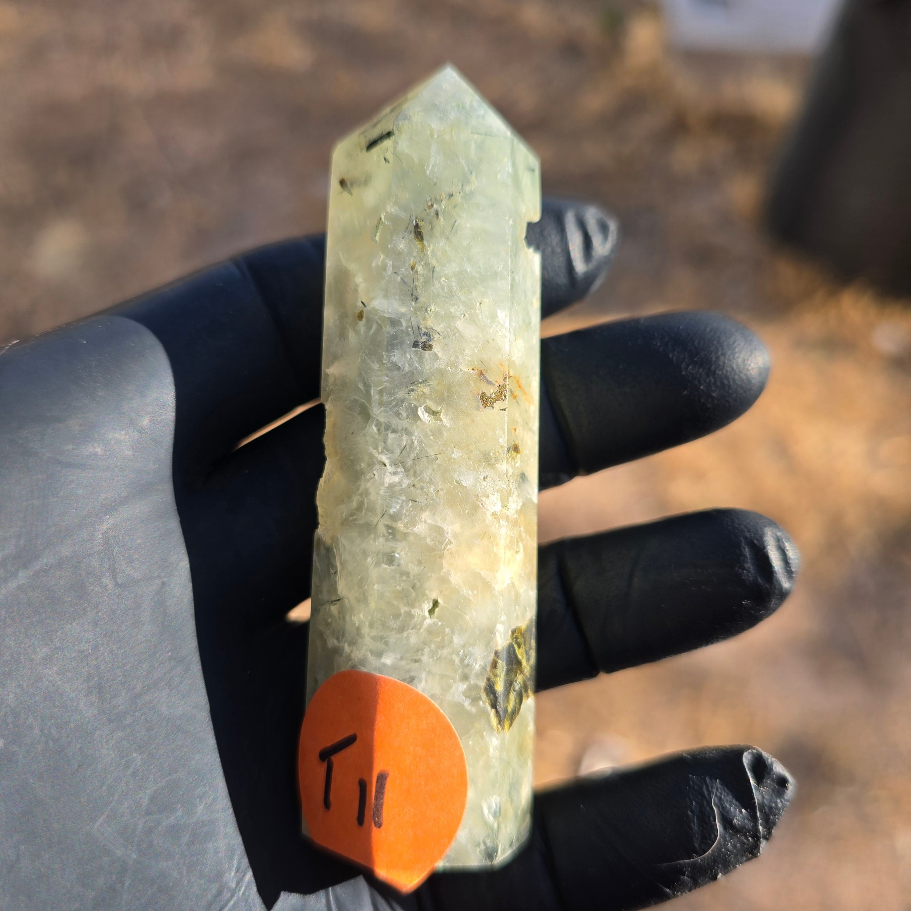 Towers | Prehnite w Tourmaline