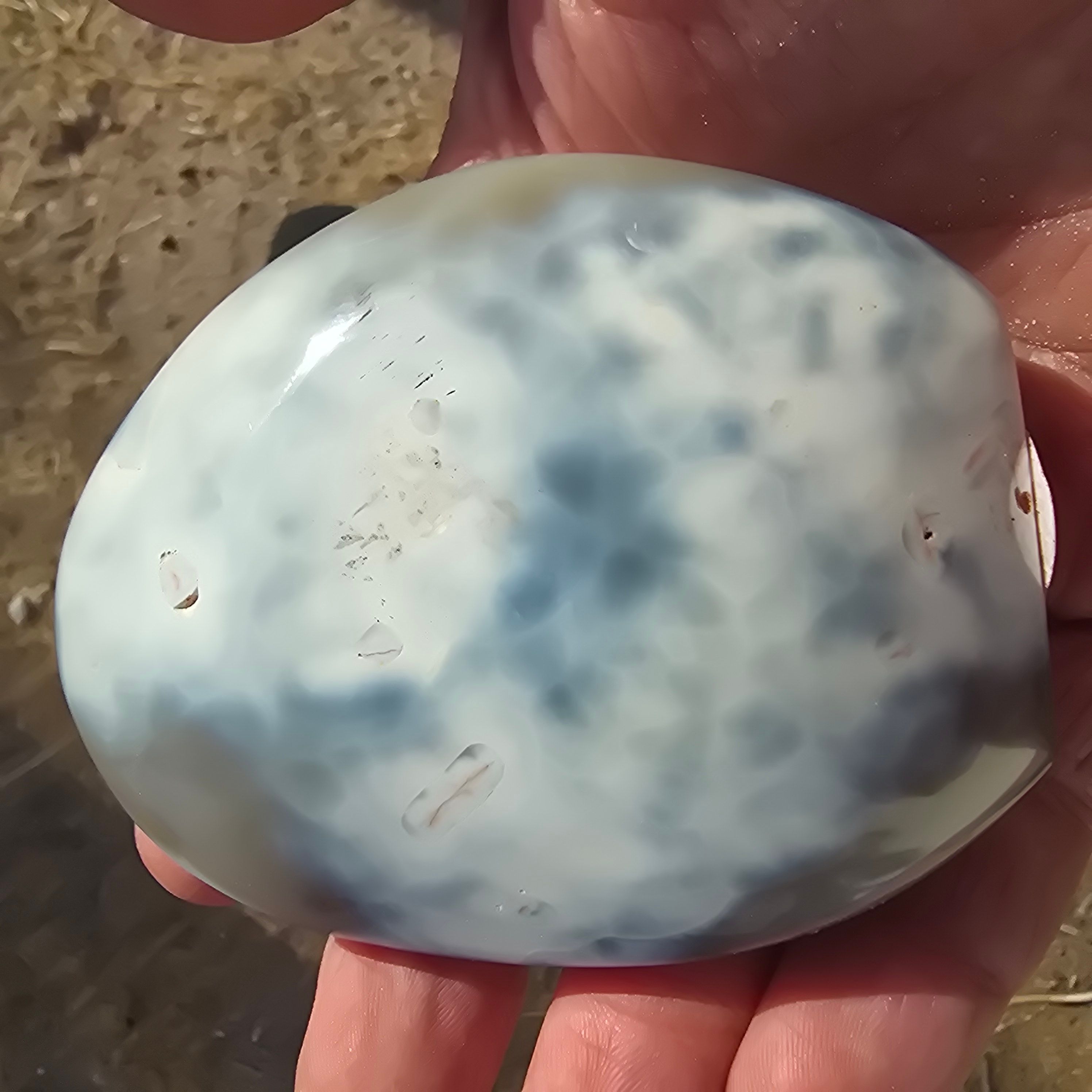 Carvings | Standing 8th-vein Ocean Jasper Large Palm Stone was 25