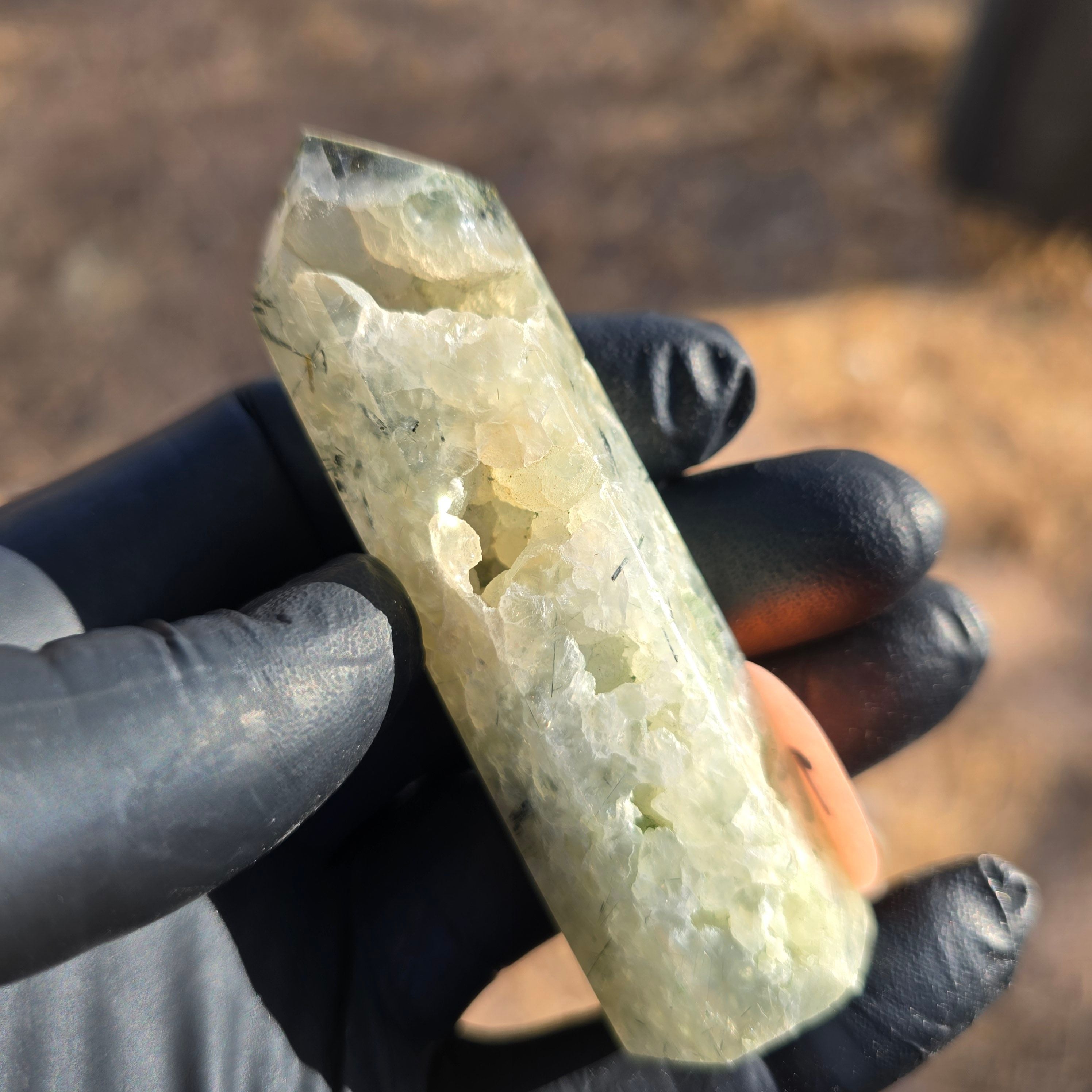Towers | Prehnite w Tourmaline