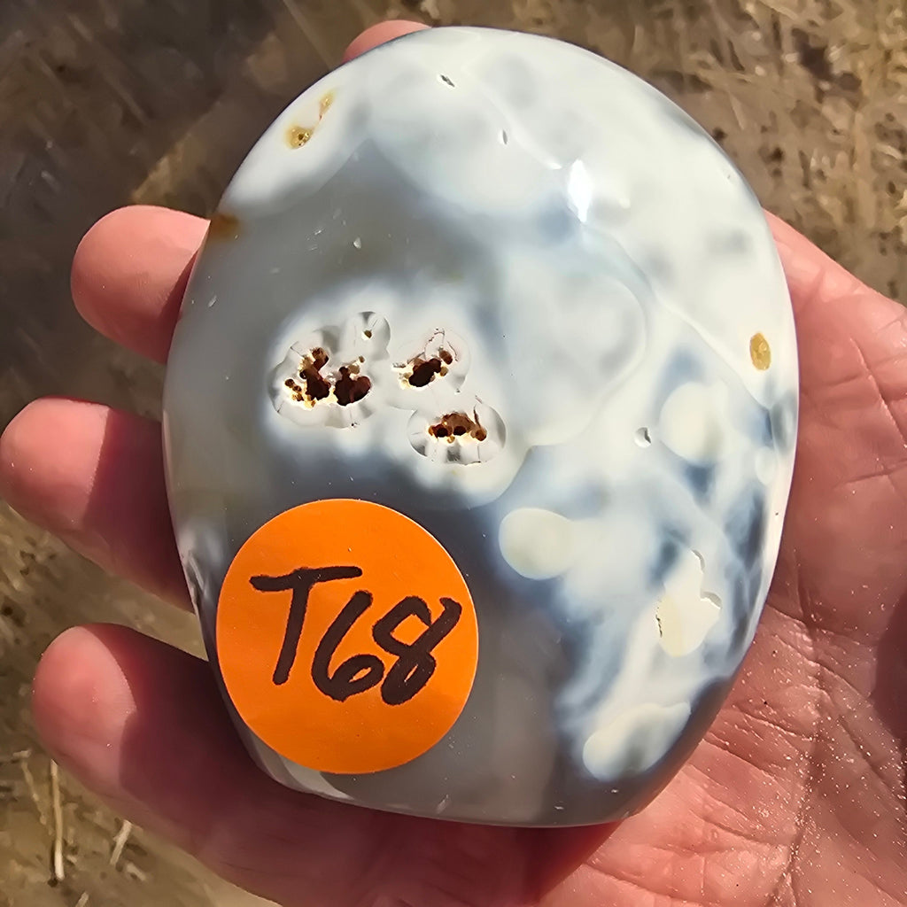 Carvings | Standing 8th-vein Ocean Jasper Large Palm Stone was 25