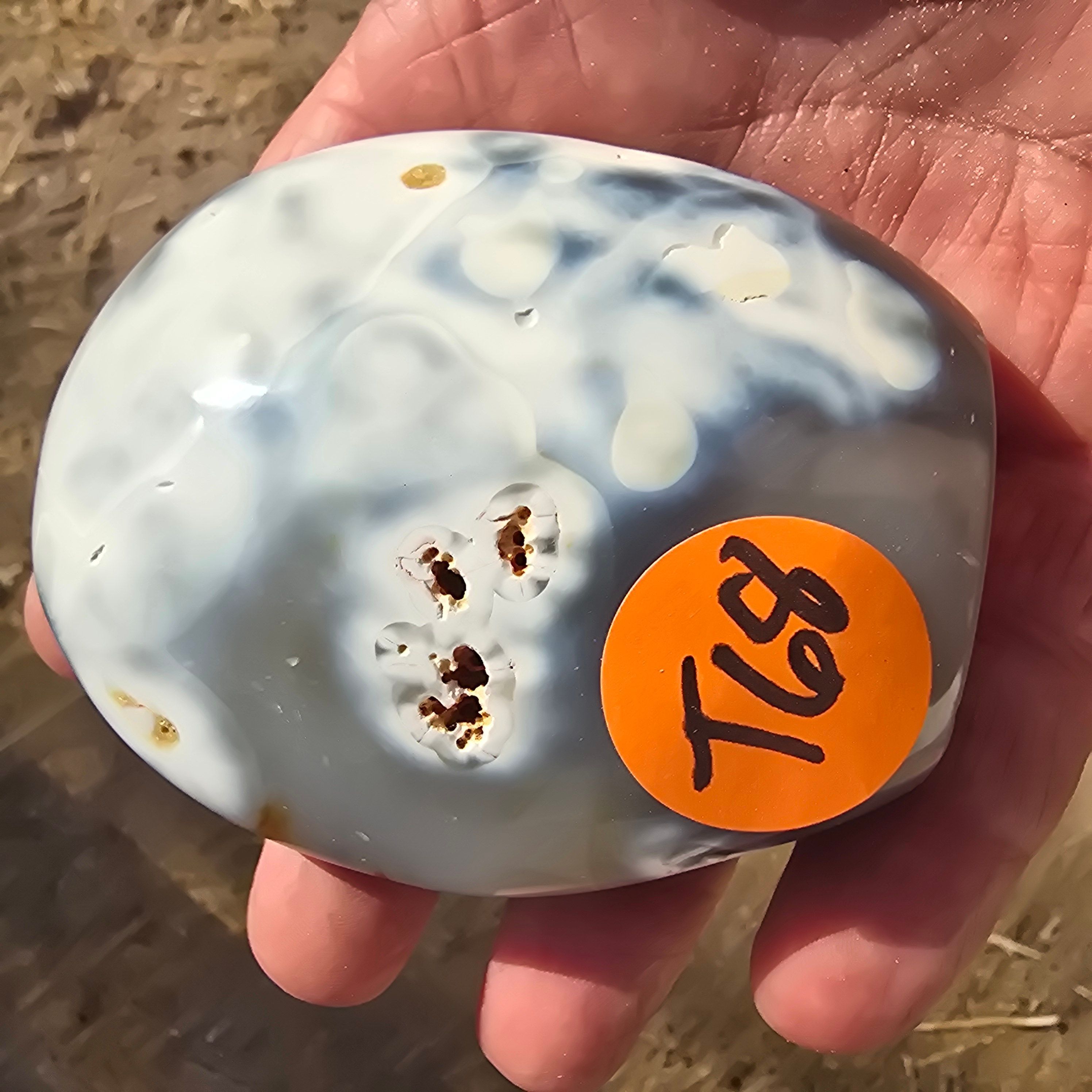 Carvings | Standing 8th-vein Ocean Jasper Large Palm Stone was 25