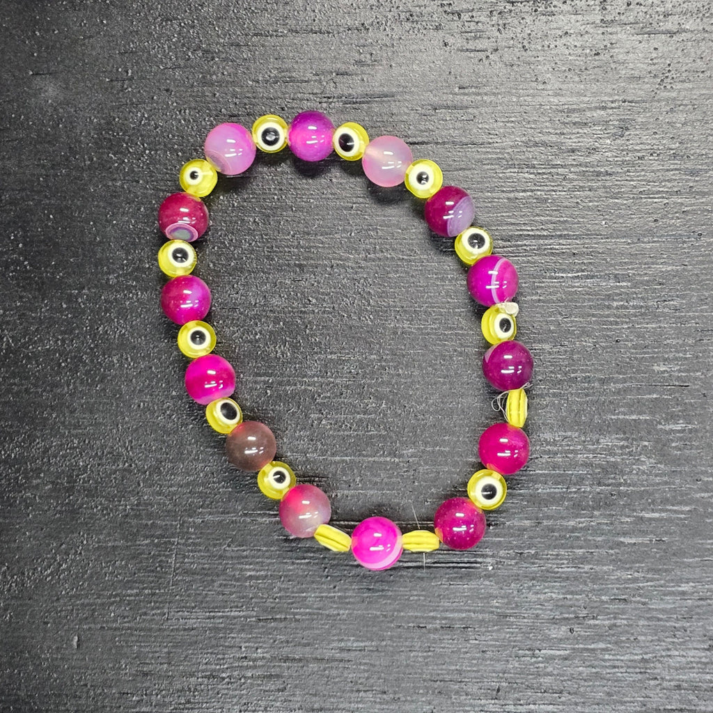Bracelets | Rosy Agate w Evil Eyes